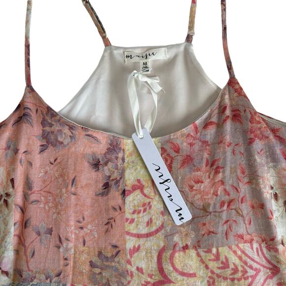 Maisie Nordstrom Pink Boho Floral Patchwork Print Tank Top Size Medium NWT - Picture 2 of 9